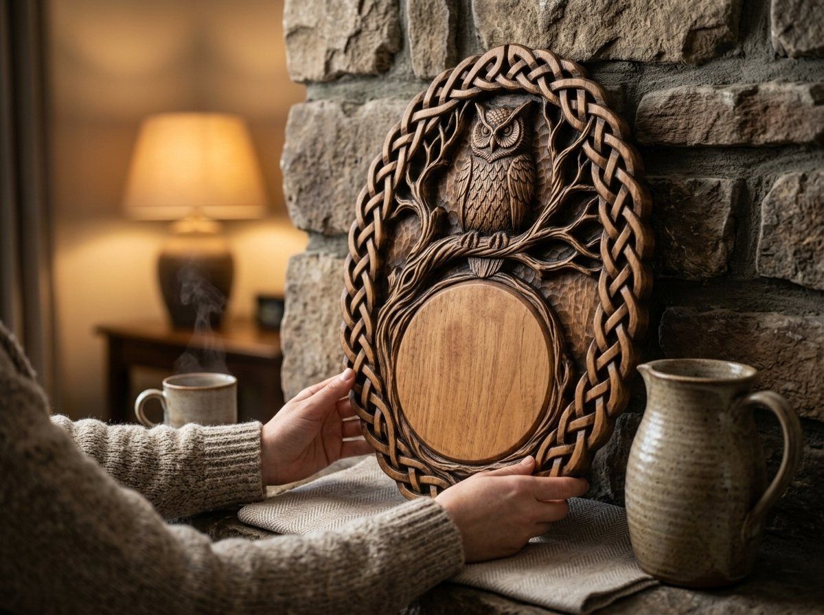 Stoic Owl Celtic Knotwork Trophy Shield CNC Relief STL bas-relief STL — view 12