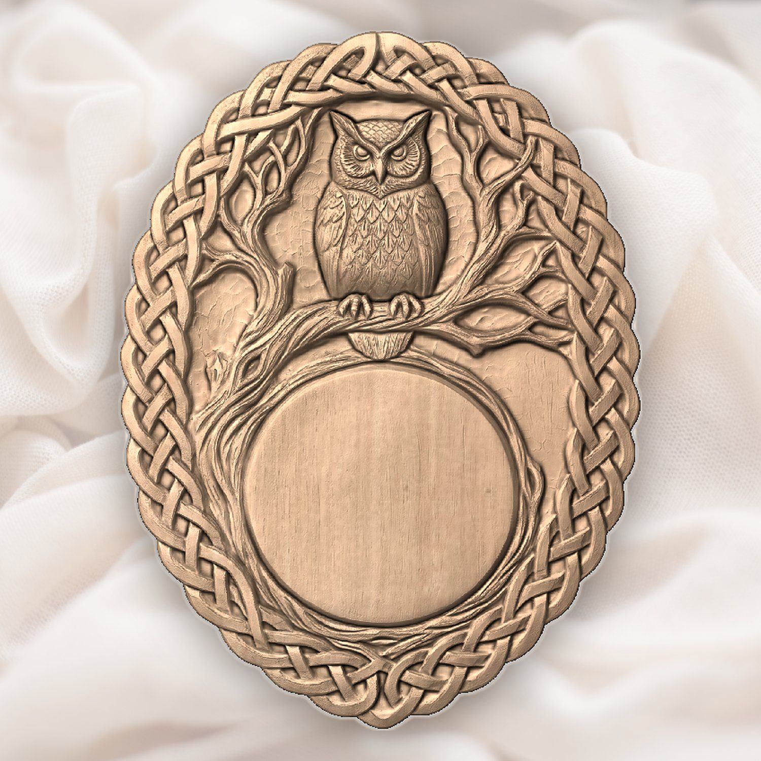 Stoic Owl Celtic Knotwork Trophy Shield CNC Relief STL bas-relief STL — view 4