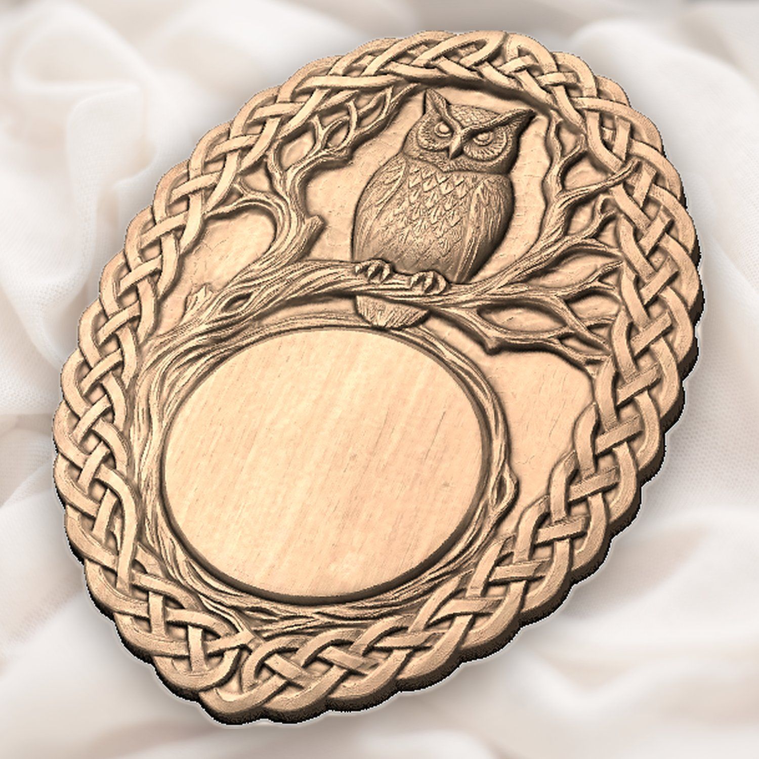 Stoic Owl Celtic Knotwork Trophy Shield CNC Relief STL bas-relief STL — view 5