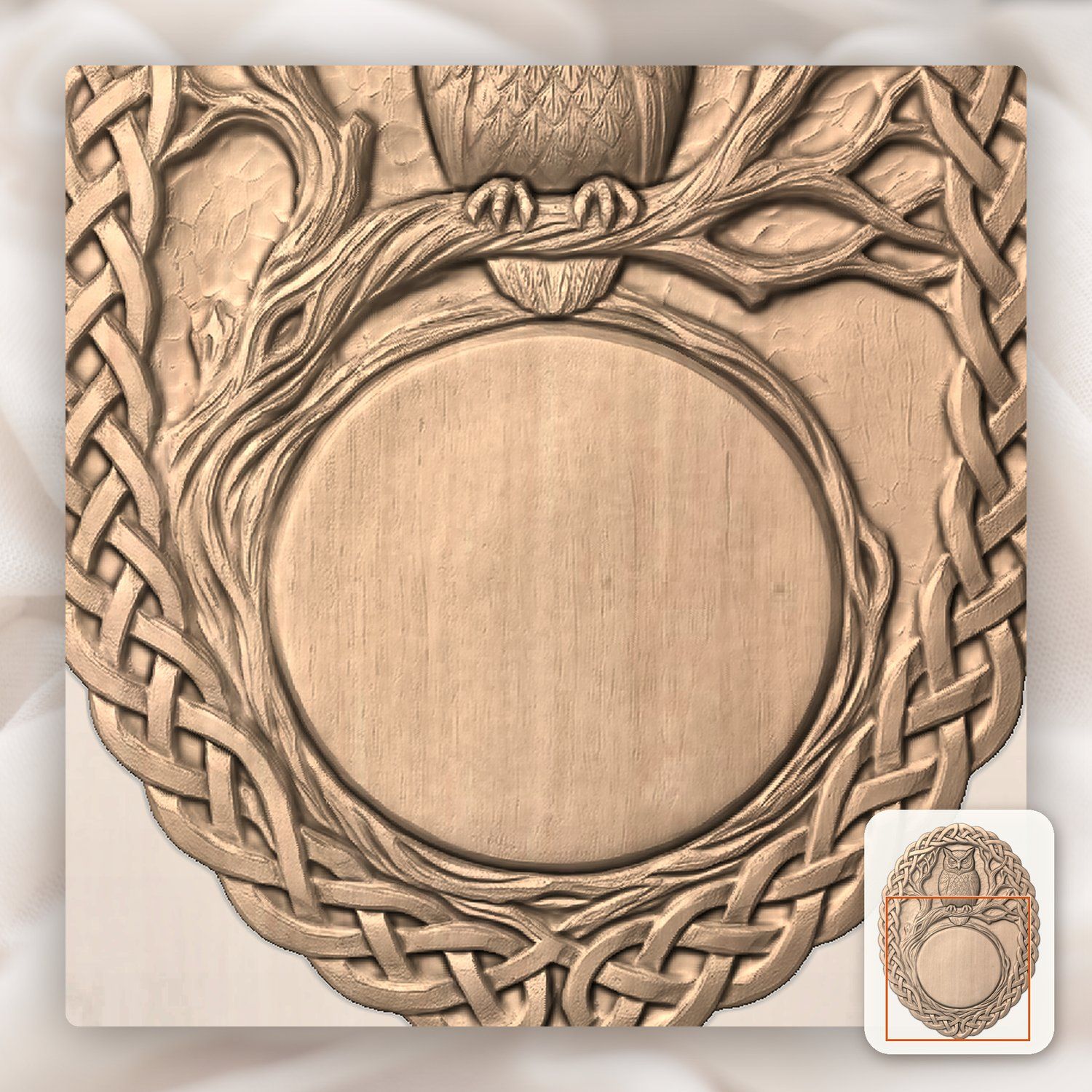 Stoic Owl Celtic Knotwork Trophy Shield CNC Relief STL bas-relief STL — view 9