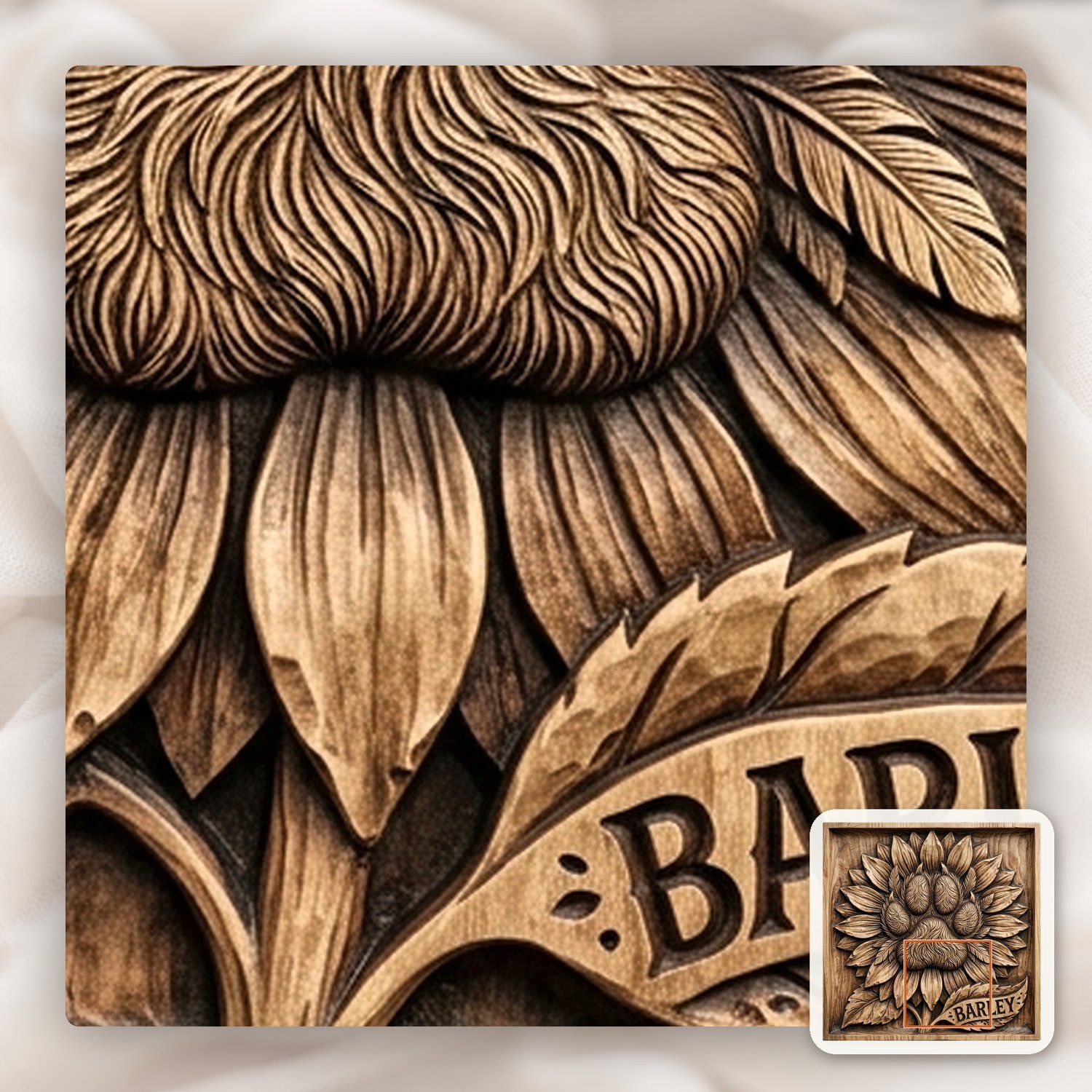 Sunflower Dog Paw Memorial CNC Relief STL bas-relief STL — view 10