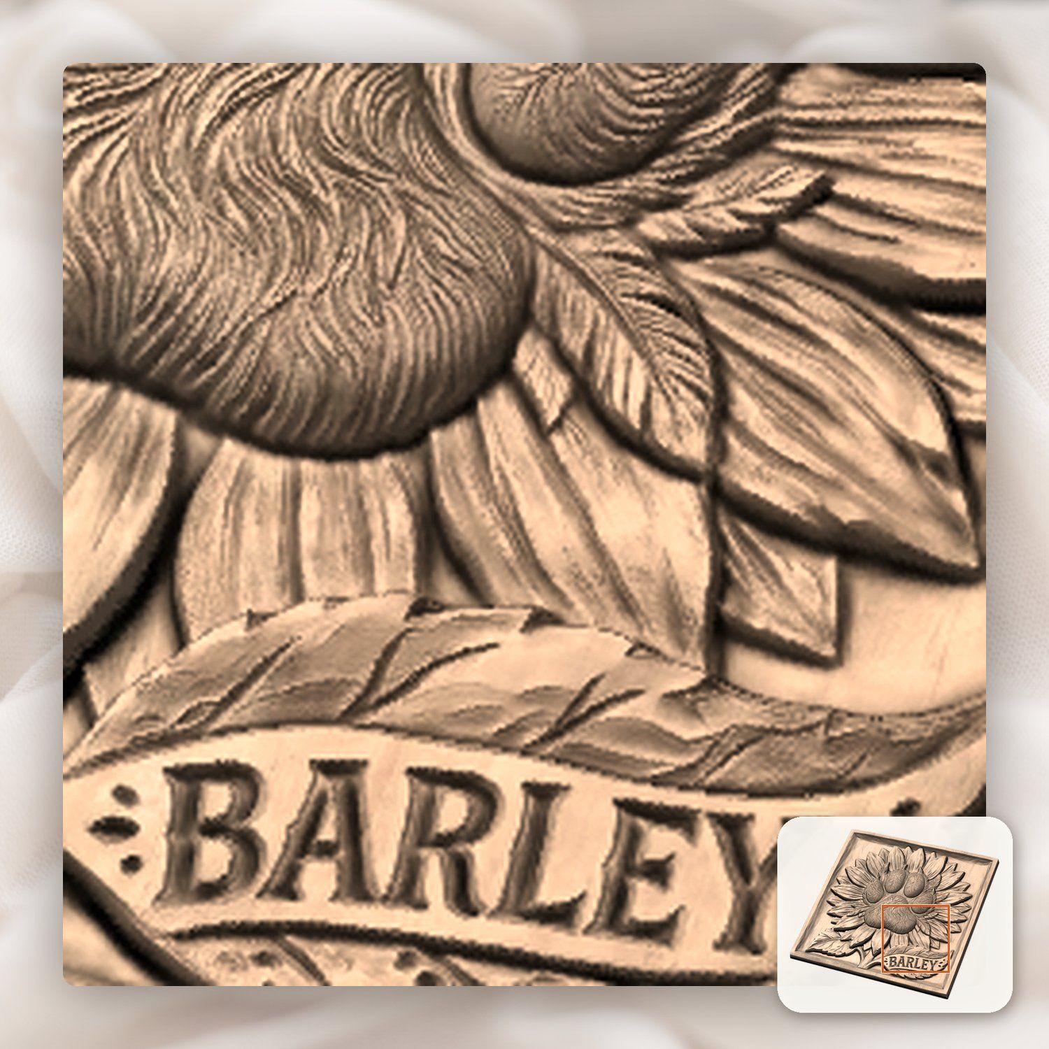 Sunflower Dog Paw Memorial CNC Relief STL bas-relief STL — view 7