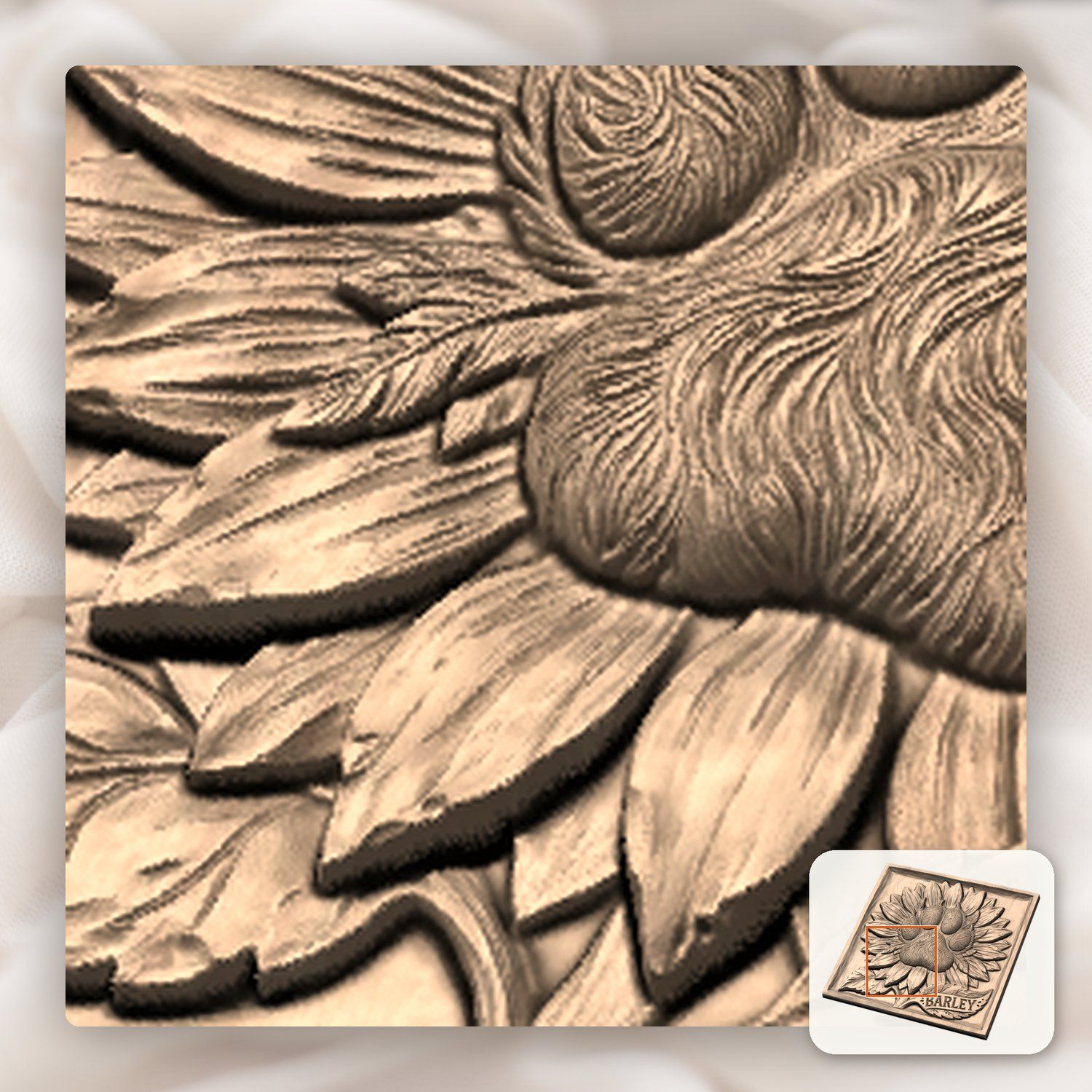 Sunflower Dog Paw Memorial CNC Relief STL bas-relief STL — view 8
