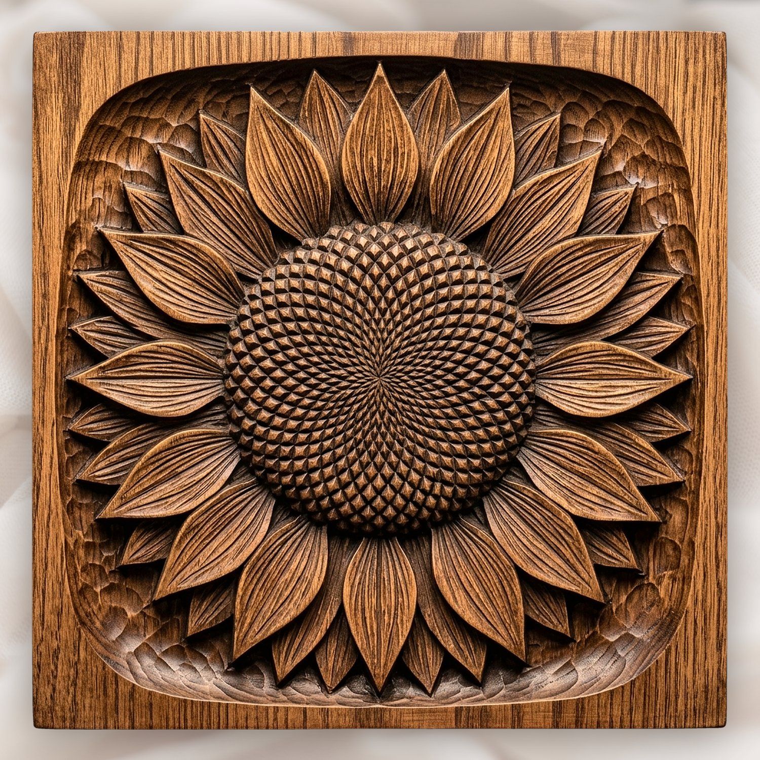 Sunflower Floral Medallion CNC Relief STL bas-relief STL design