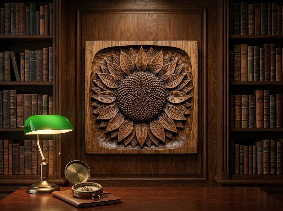 Sunflower Floral Medallion CNC Relief STL bas-relief STL — view 12