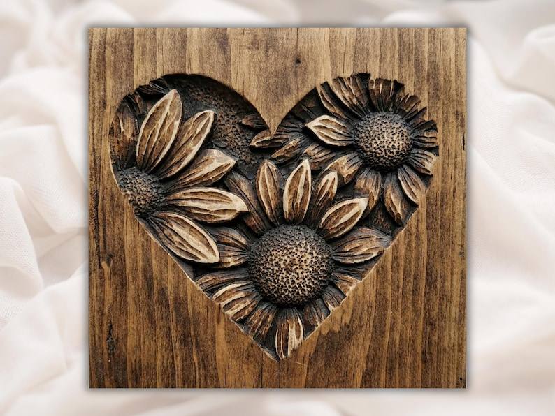 Sunflower Heart Bas-Relief STL