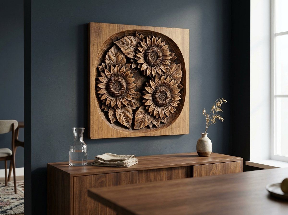 Sunflower Wreath Floral CNC Relief STL bas-relief STL — view 13