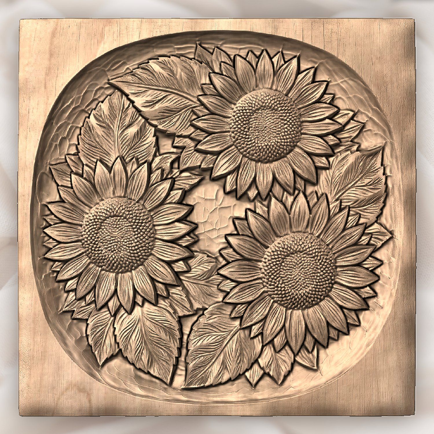 Sunflower Wreath Floral CNC Relief STL bas-relief STL — view 4