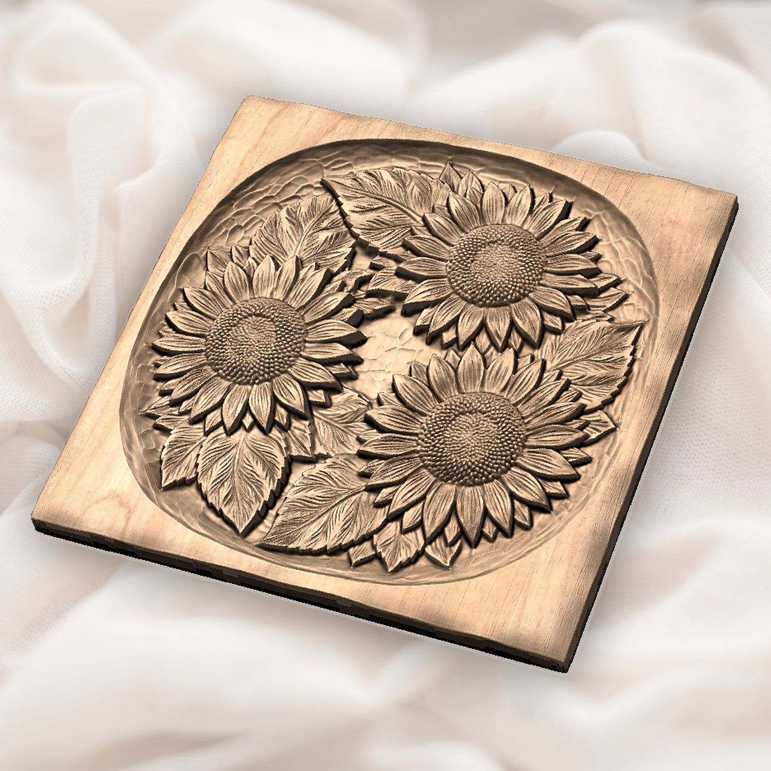 Sunflower Wreath Floral CNC Relief STL bas-relief STL — view 5