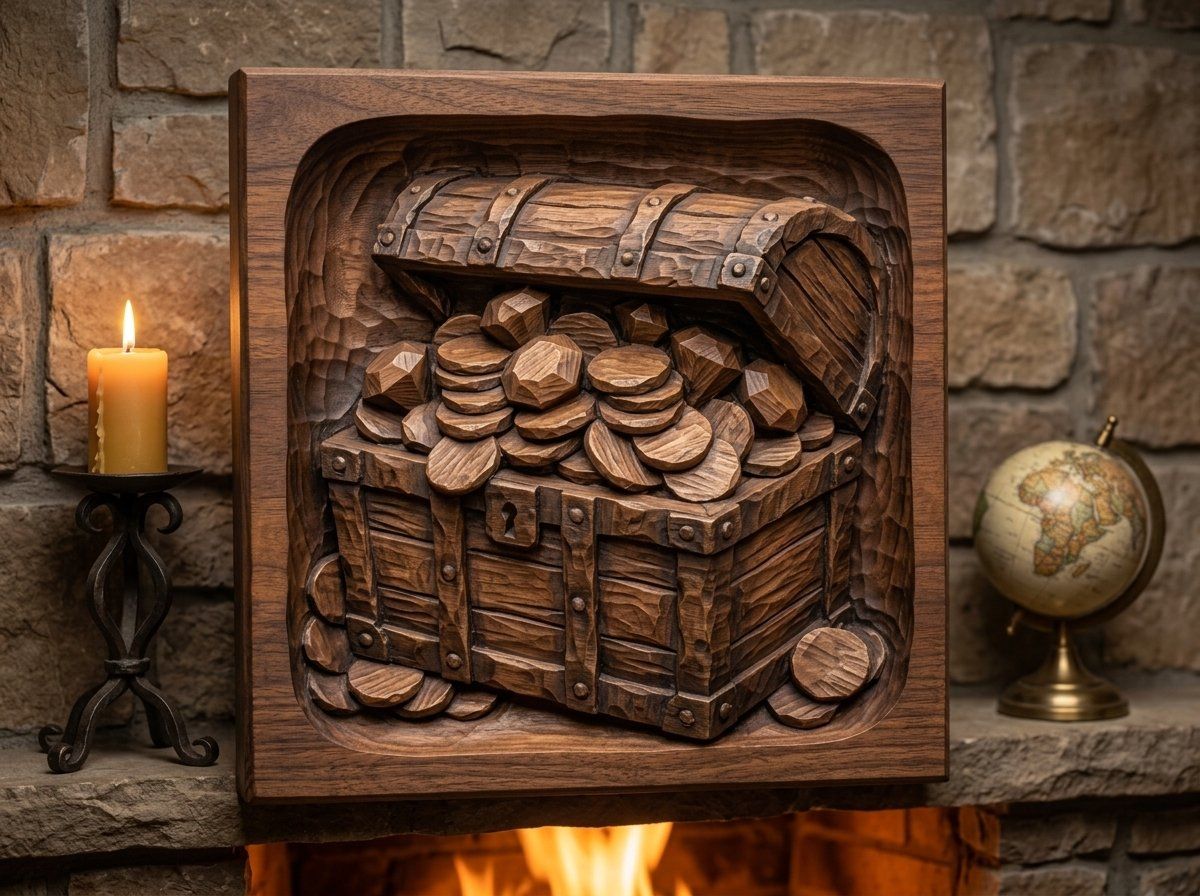 Pirate Sunken Treasure Chest CNC Relief STL bas-relief STL — view 13
