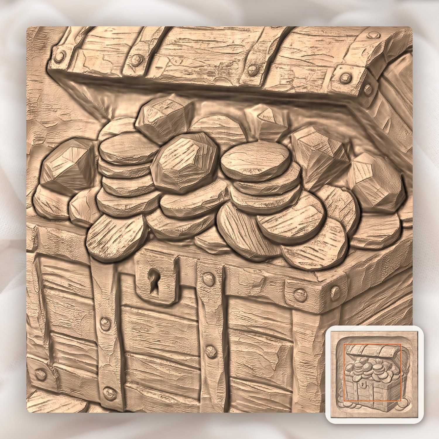 Pirate Sunken Treasure Chest CNC Relief STL bas-relief STL — view 6