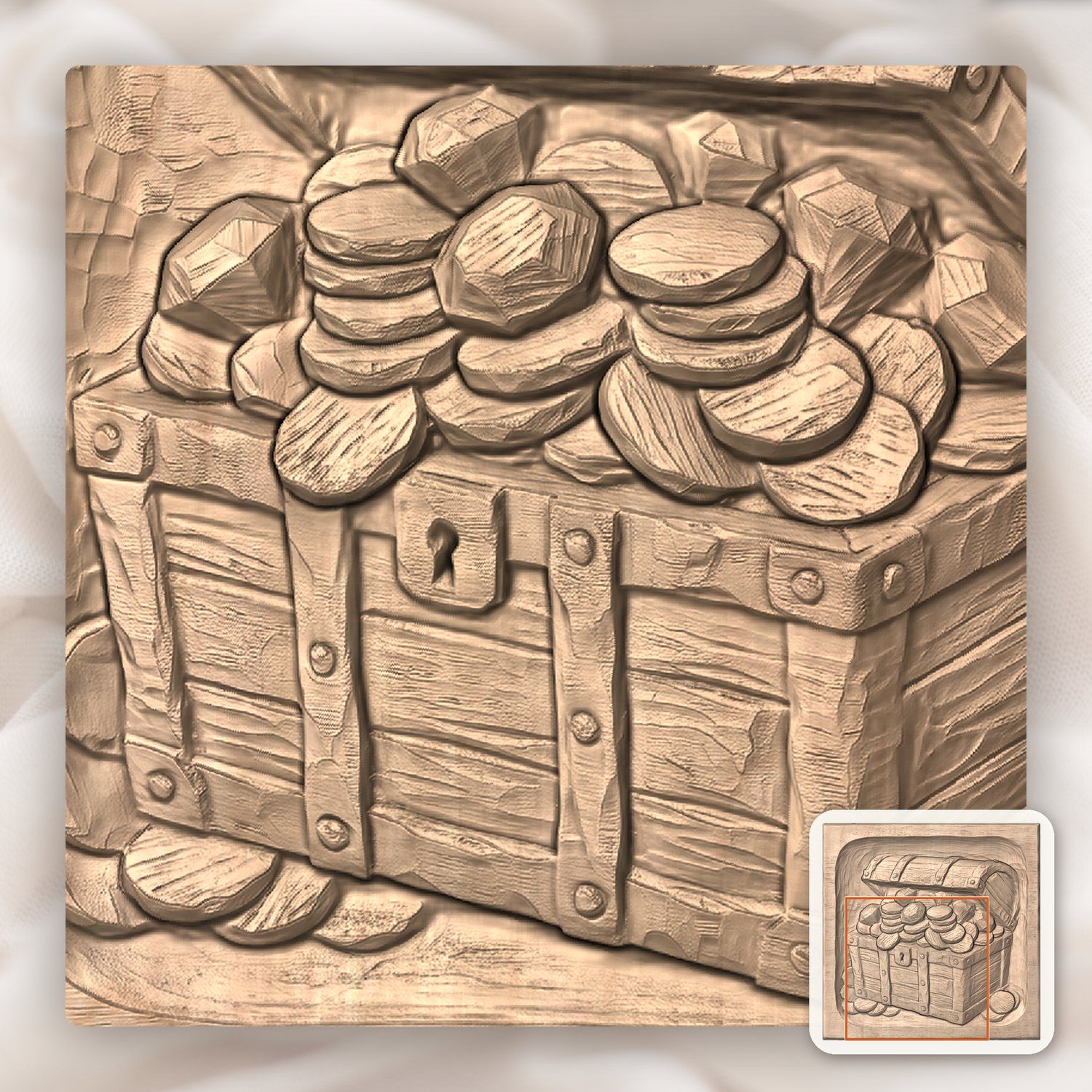 Pirate Sunken Treasure Chest CNC Relief STL bas-relief STL — view 7