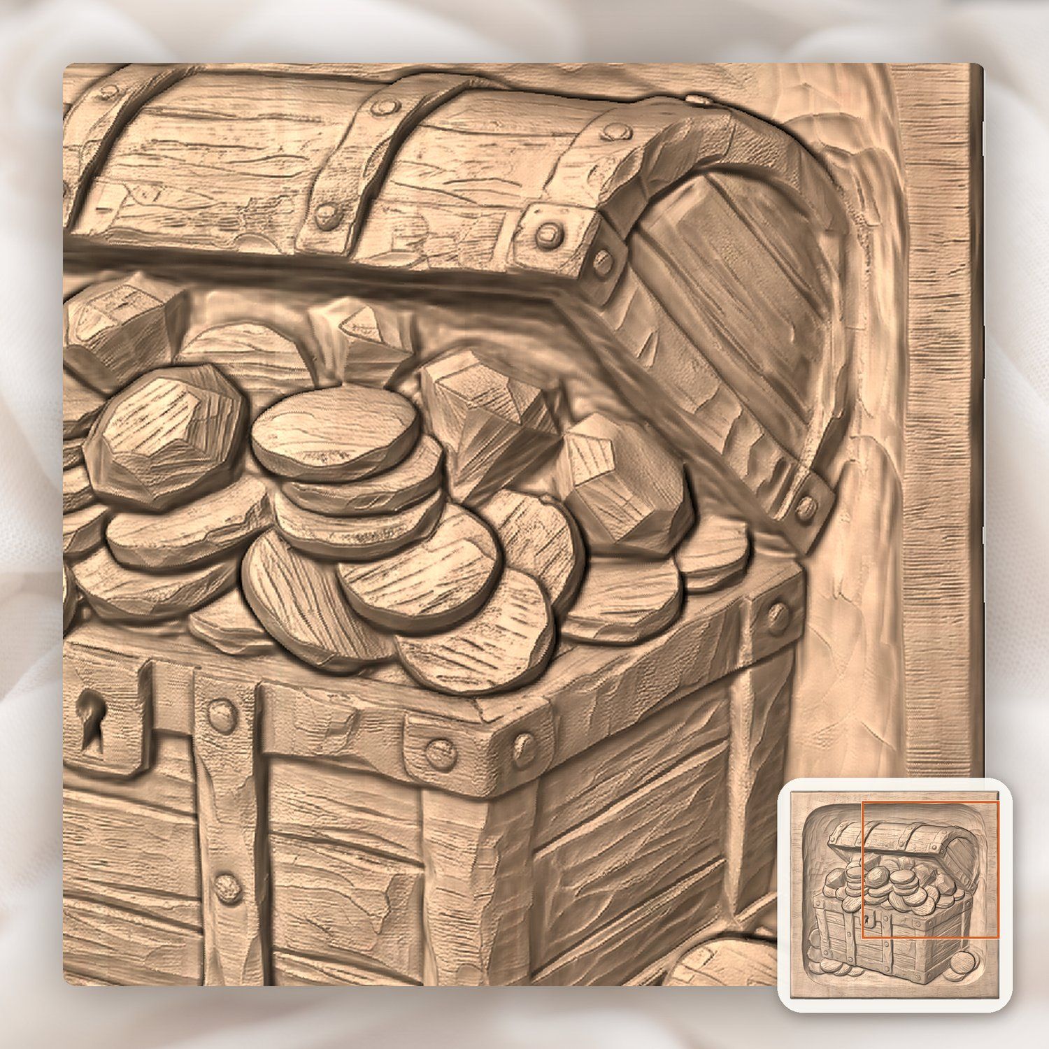 Pirate Sunken Treasure Chest CNC Relief STL bas-relief STL — view 8