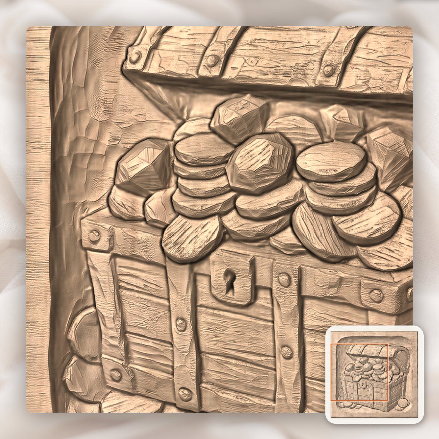Pirate Sunken Treasure Chest CNC Relief STL bas-relief STL — view 9