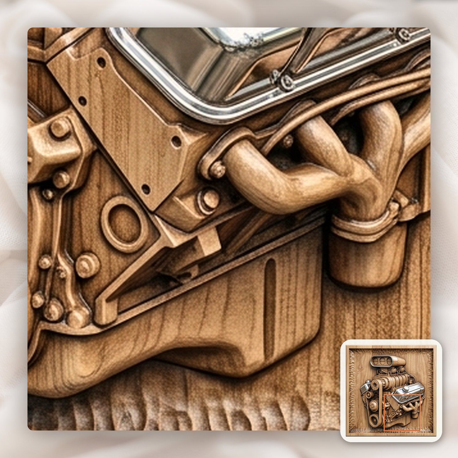 Supercharged V8 Engine Workshop Panel CNC Relief STL bas-relief STL — view 11