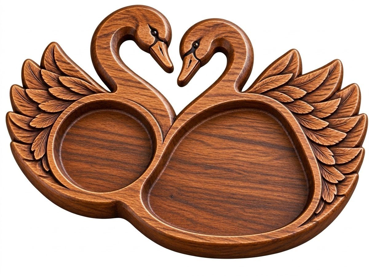 Swan Heart Serving Tray CNC Relief STL bas-relief STL — view 13