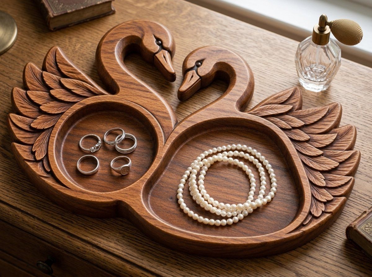 Swan Heart Serving Tray CNC Relief STL bas-relief STL — view 14