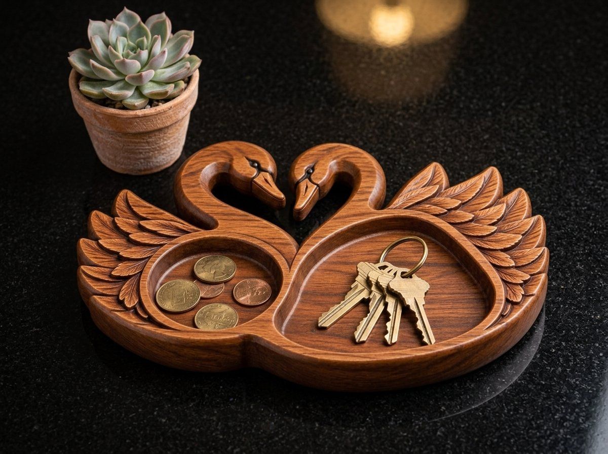 Swan Heart Serving Tray CNC Relief STL bas-relief STL — view 15