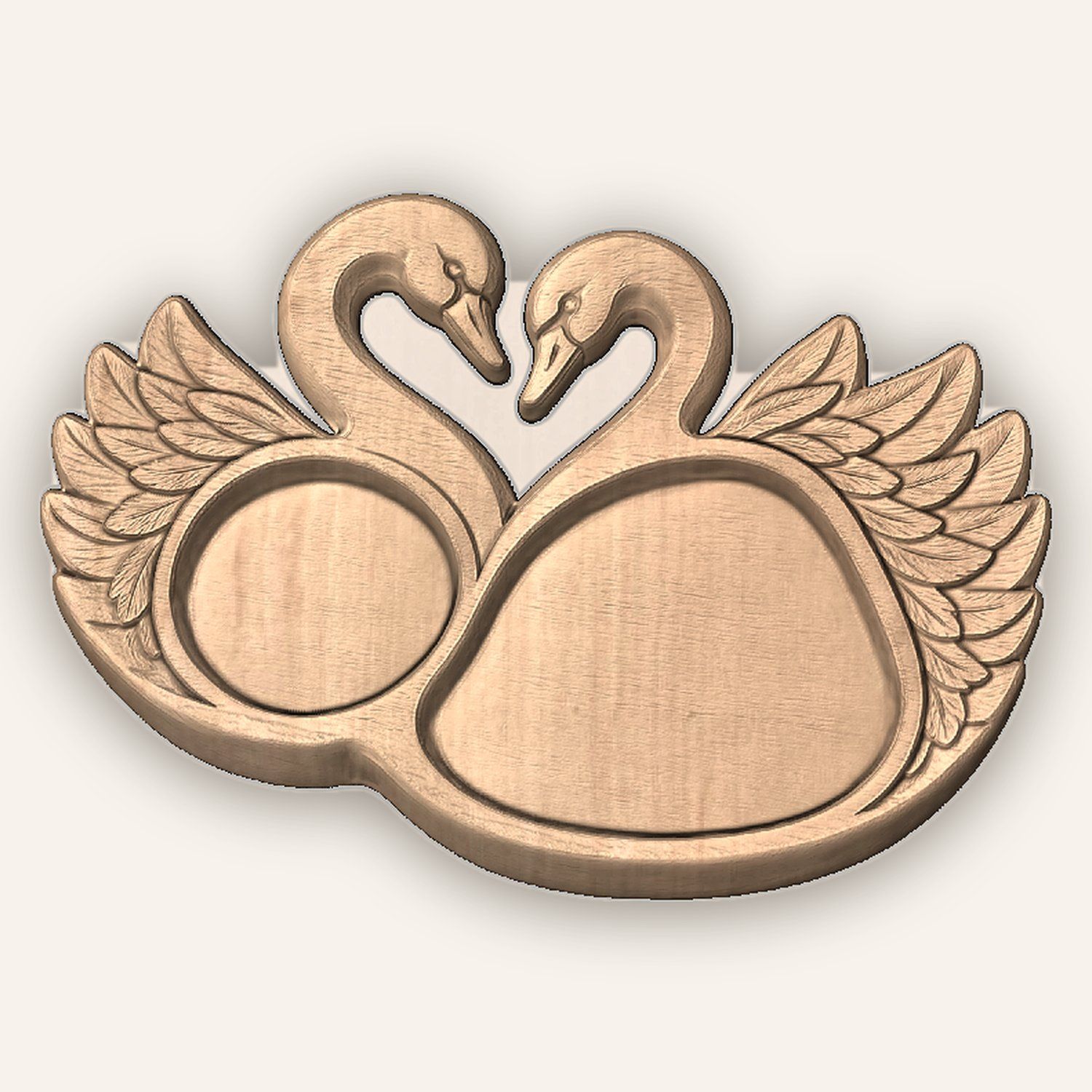 Swan Heart Serving Tray CNC Relief STL bas-relief STL — view 4