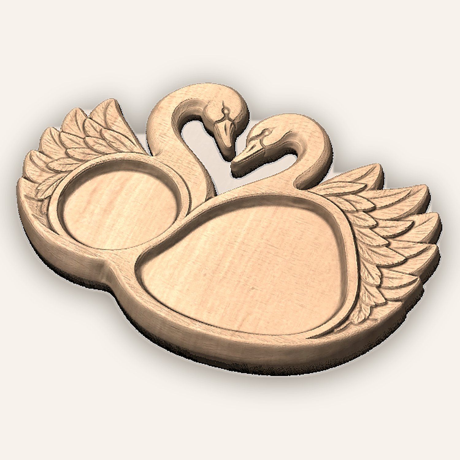 Swan Heart Serving Tray CNC Relief STL bas-relief STL — view 5