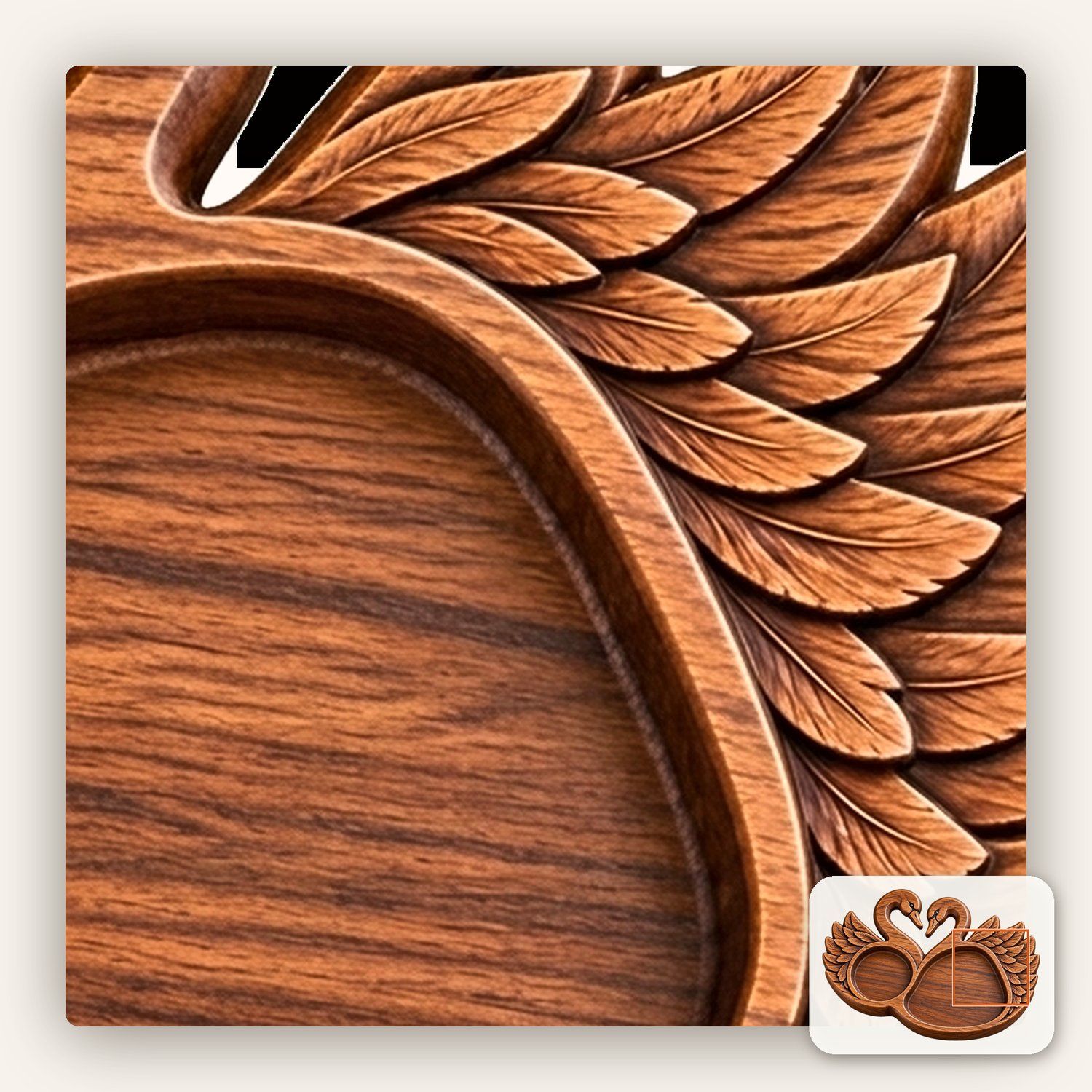 Swan Heart Serving Tray CNC Relief STL bas-relief STL — view 10