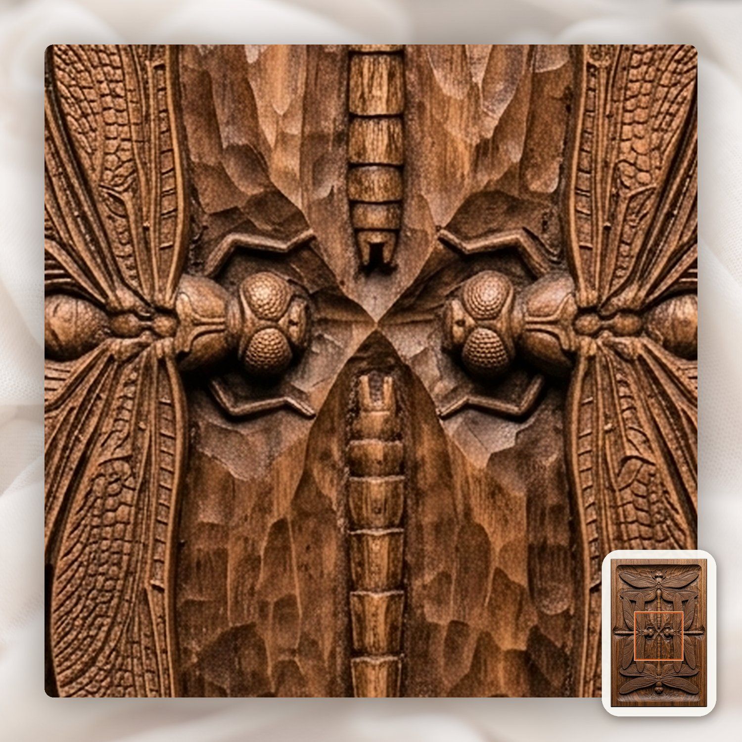 Symmetric Dragonfly Mandala CNC Relief STL bas-relief STL — view 12