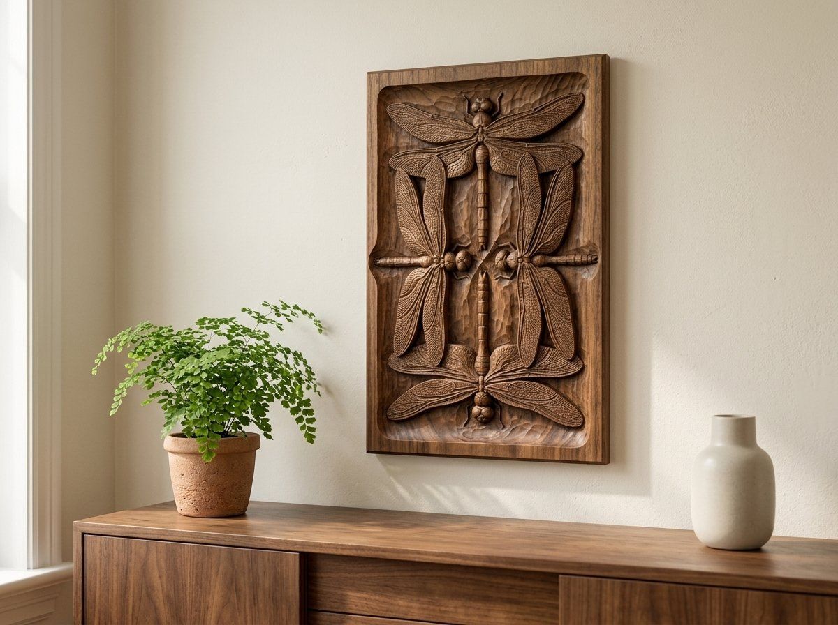 Symmetric Dragonfly Mandala CNC Relief STL bas-relief STL — view 13