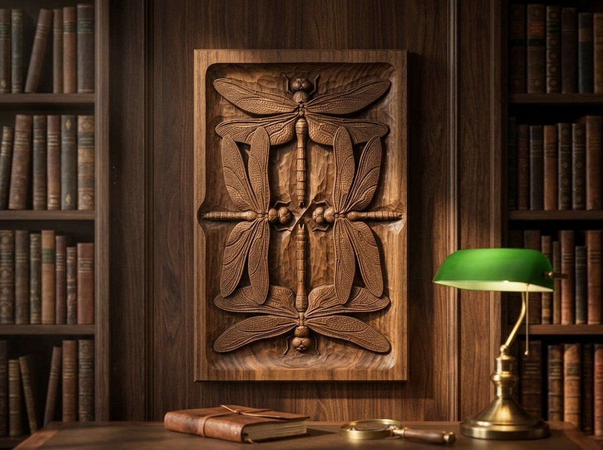 Symmetric Dragonfly Mandala CNC Relief STL bas-relief STL — view 14