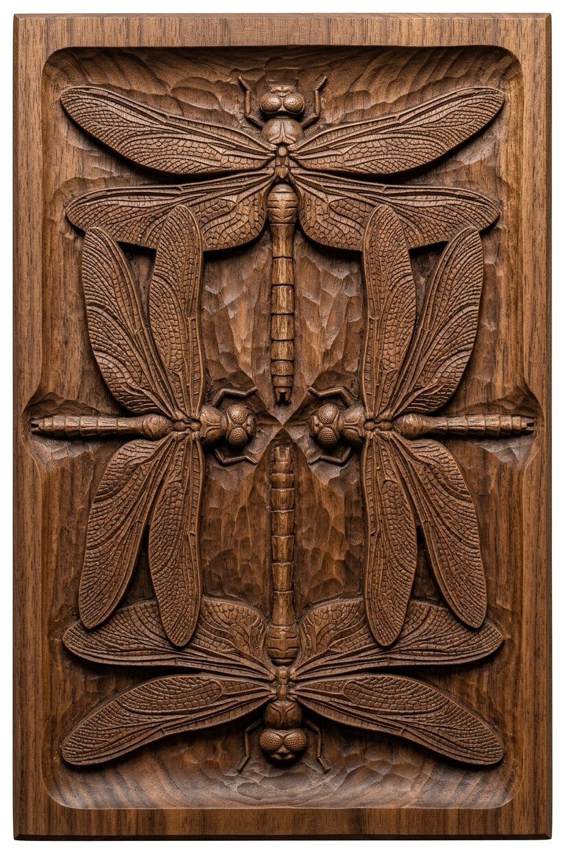 Symmetric Dragonfly Mandala CNC Relief STL bas-relief STL — view 4