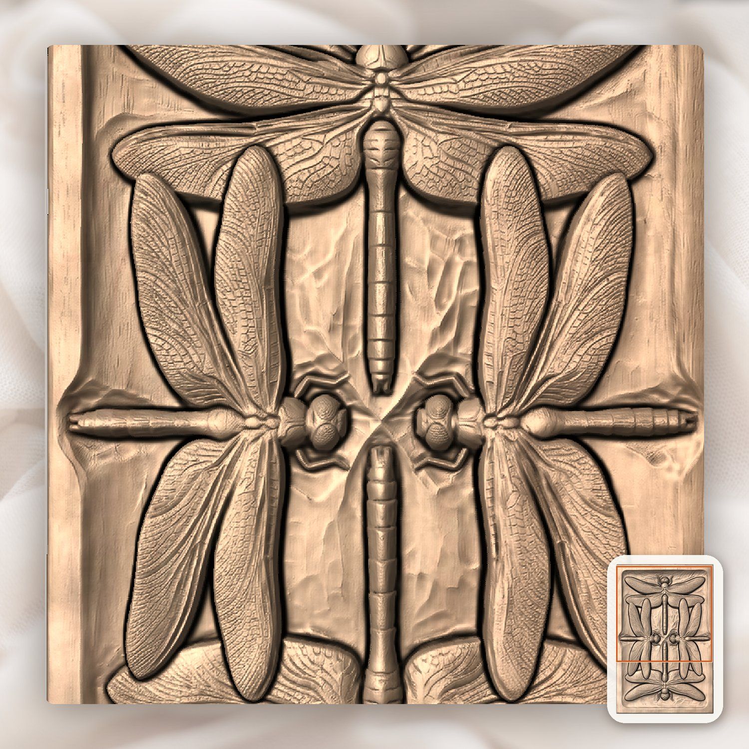 Symmetric Dragonfly Mandala CNC Relief STL bas-relief STL — view 10