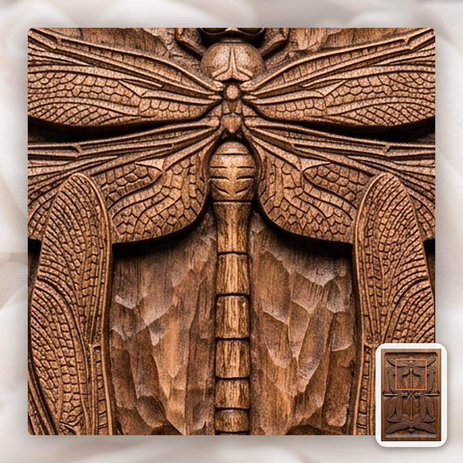 Symmetric Dragonfly Mandala CNC Relief STL bas-relief STL — view 11