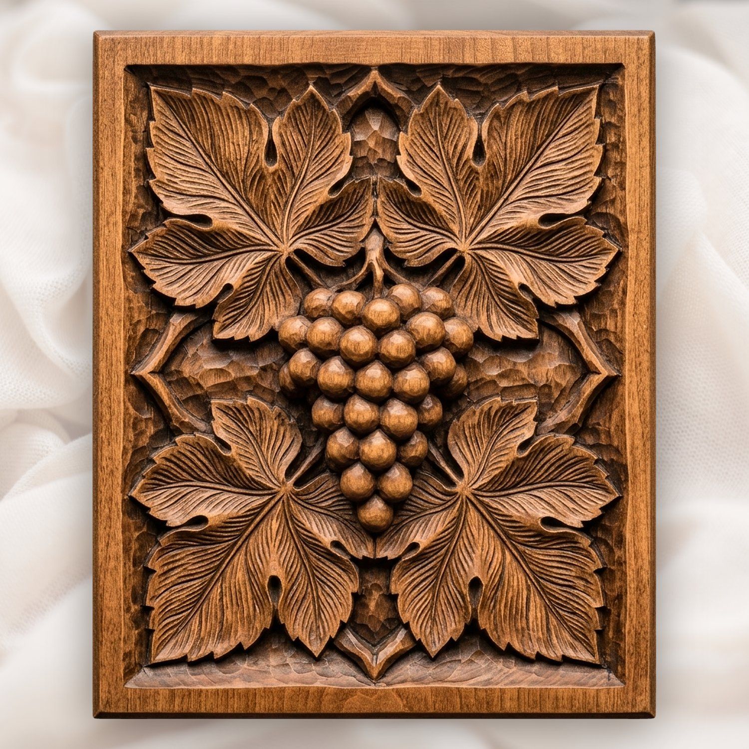 Symmetrical Grape Cluster Vine Leaf CNC Relief STL bas-relief STL design