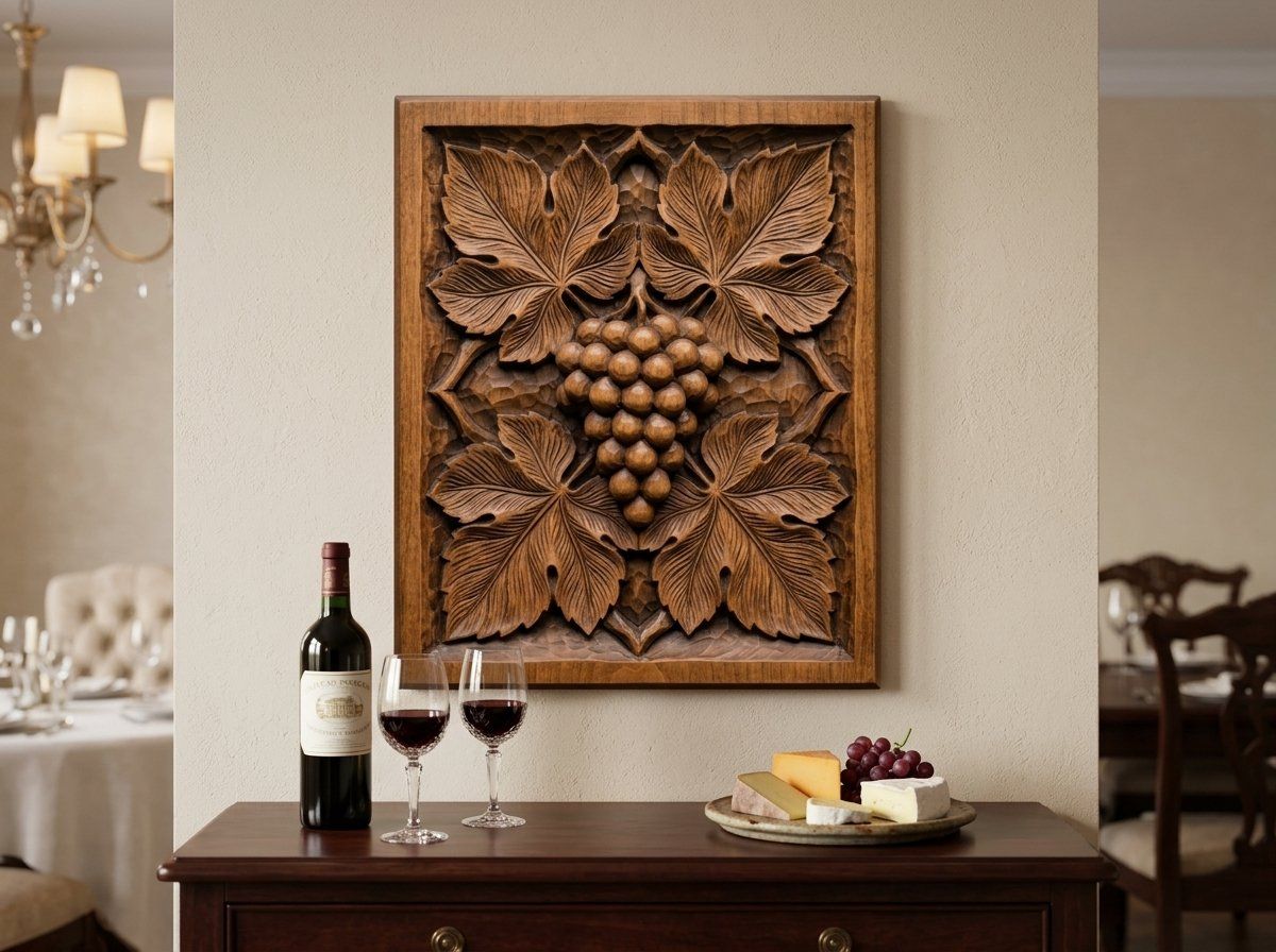 Symmetrical Grape Cluster Vine Leaf CNC Relief STL bas-relief STL — view 13