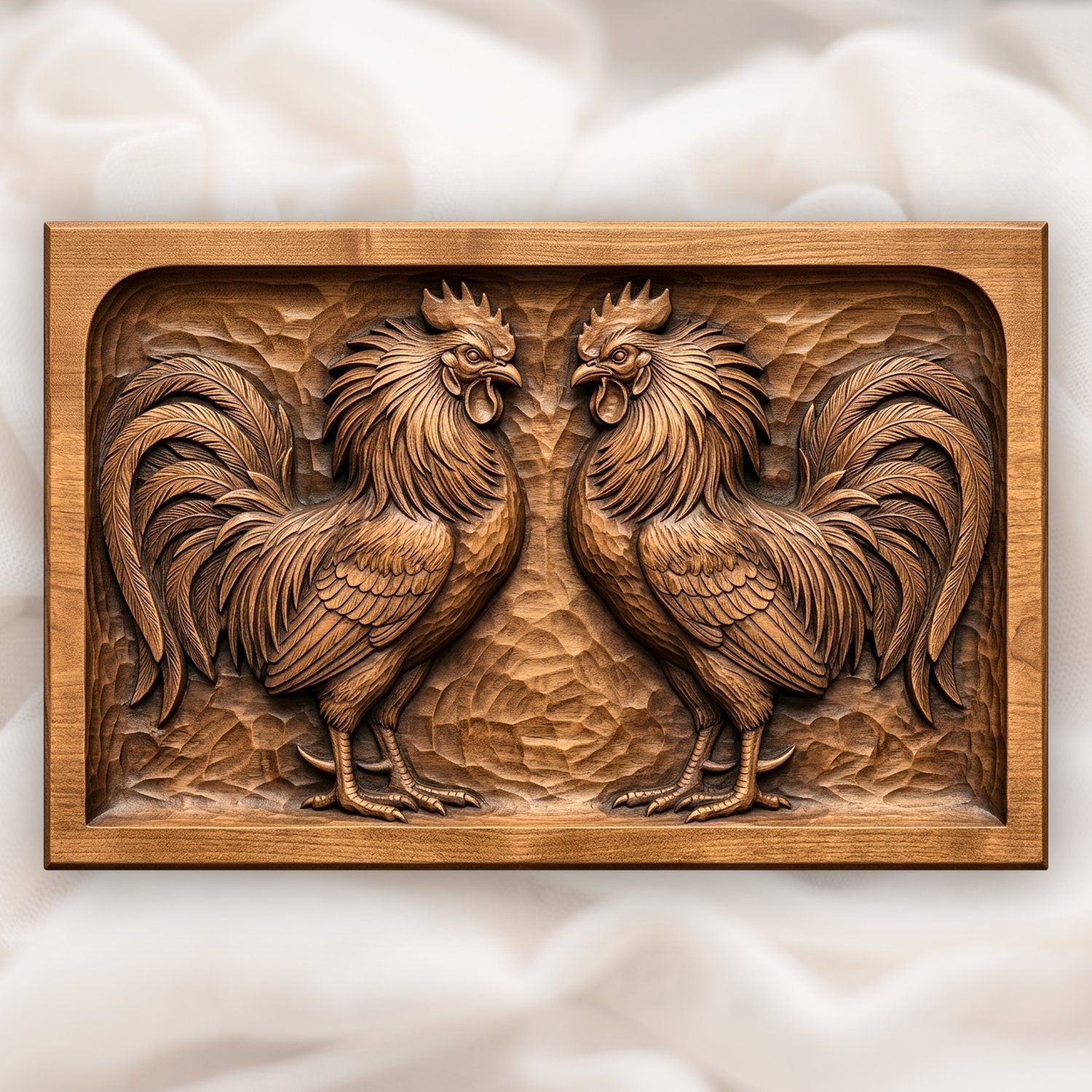 Rooster Fight CNC Relief STL bas-relief STL design
