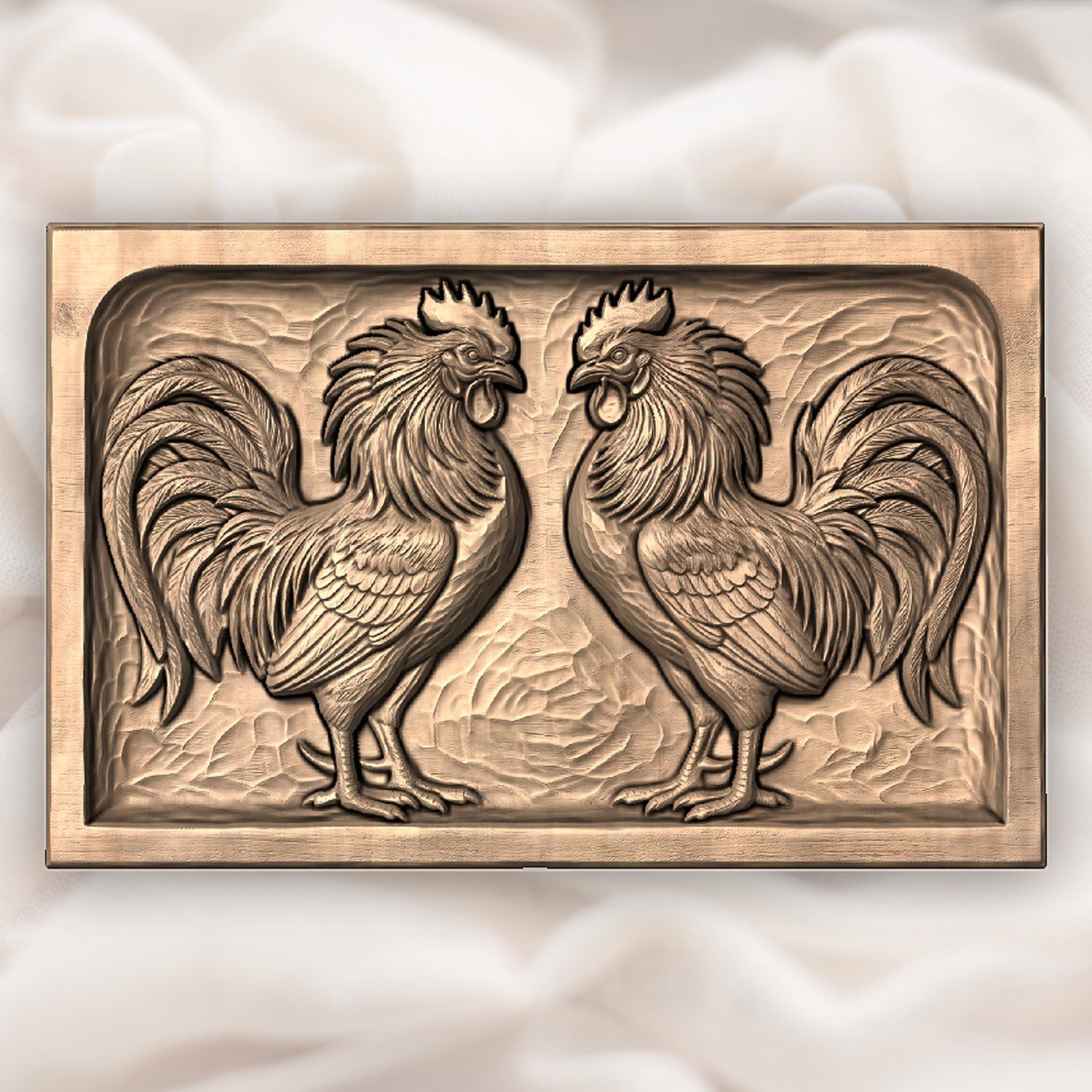 Rooster Fight CNC Relief STL bas-relief STL — view 4