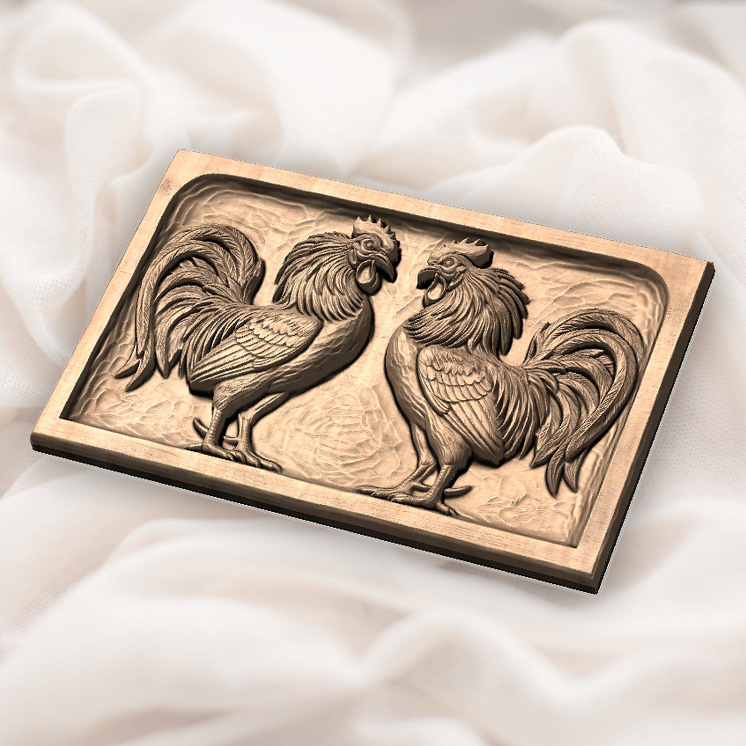Rooster Fight CNC Relief STL bas-relief STL — view 5