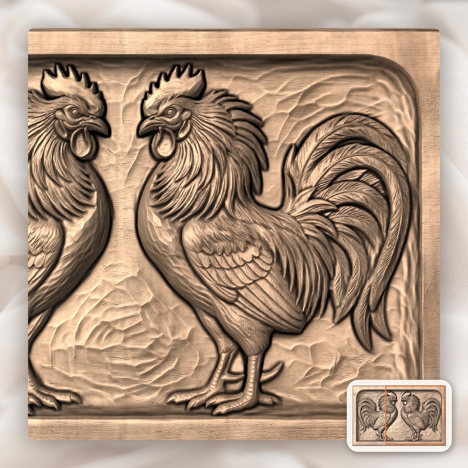 Rooster Fight CNC Relief STL bas-relief STL — view 8