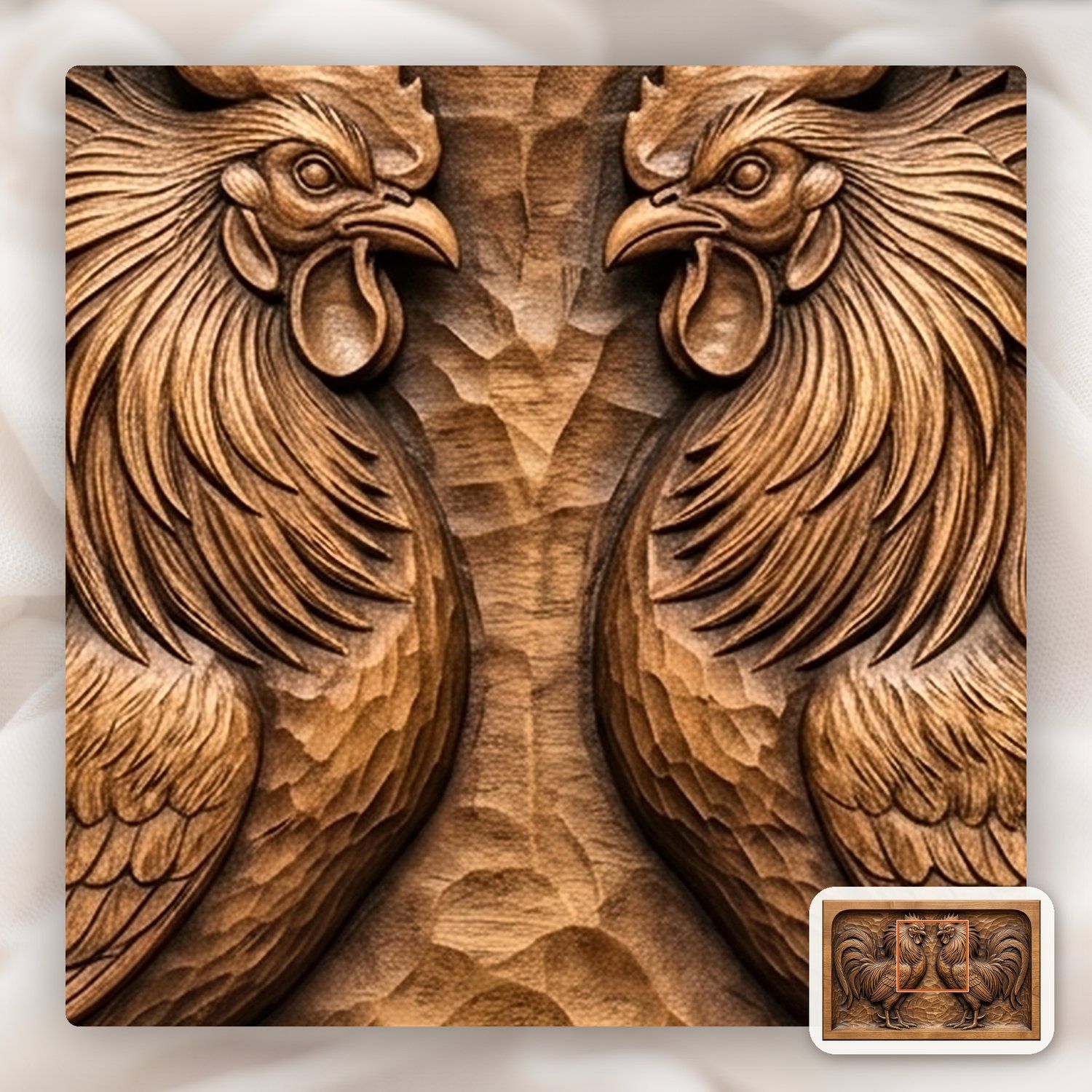 Rooster Fight CNC Relief STL bas-relief STL — view 10