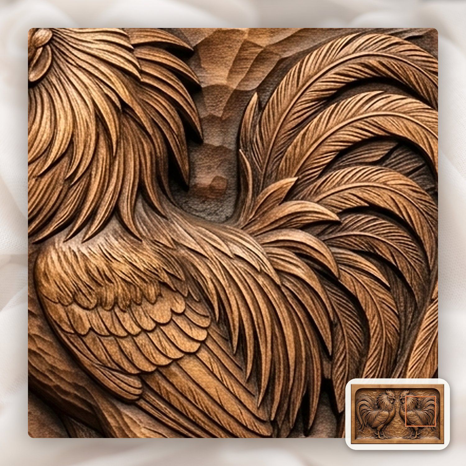 Rooster Fight CNC Relief STL bas-relief STL — view 11