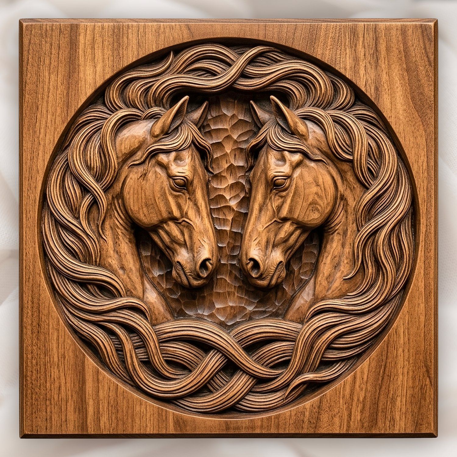 Symmetrical Twin Stallion CNC Relief STL bas-relief STL design