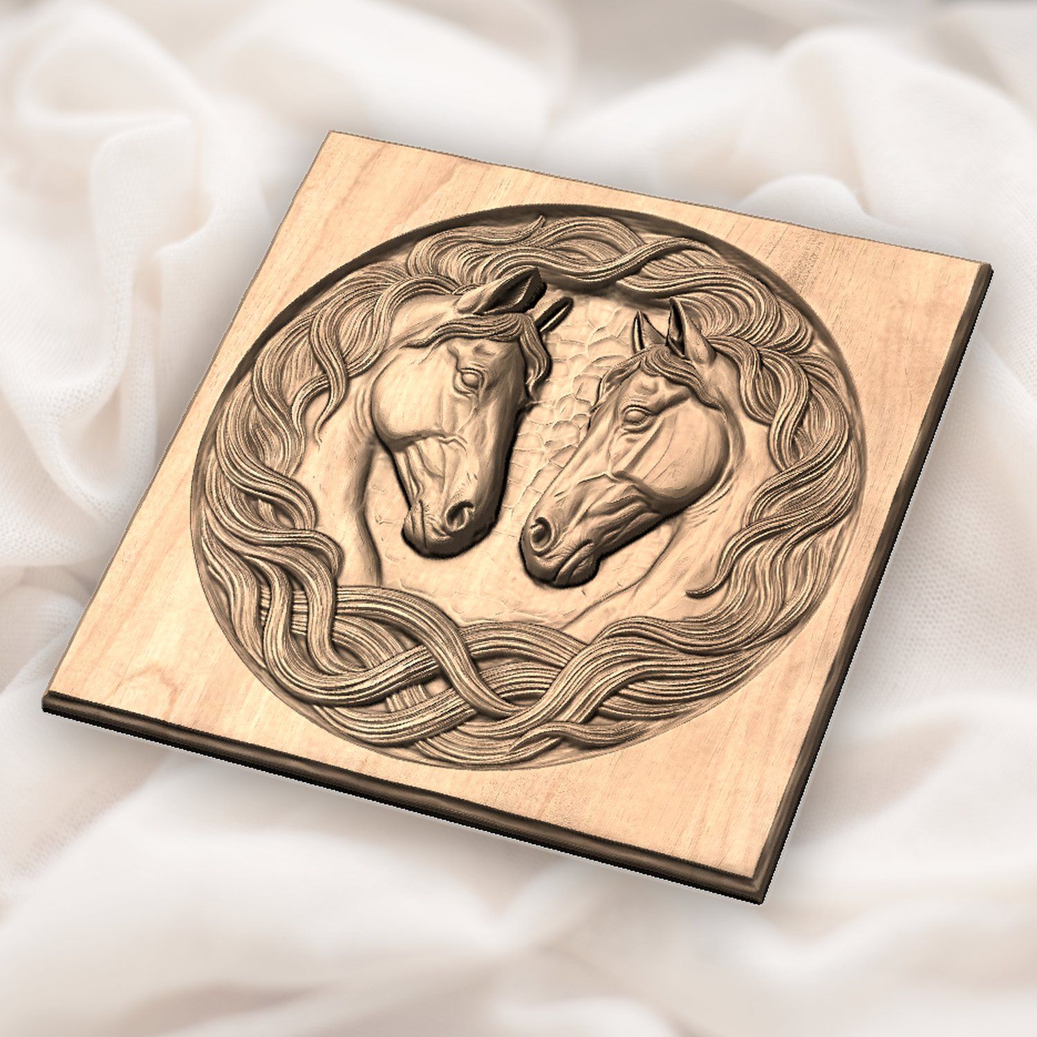 Symmetrical Twin Stallion CNC Relief STL bas-relief STL — view 5