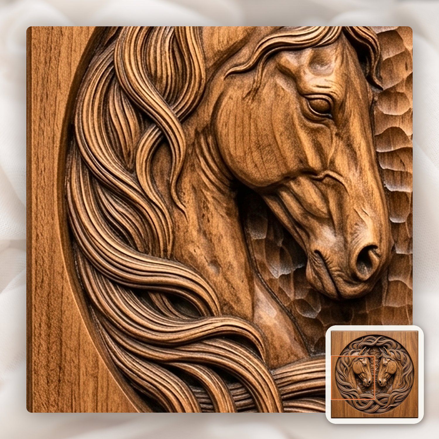 Symmetrical Twin Stallion CNC Relief STL bas-relief STL — view 11