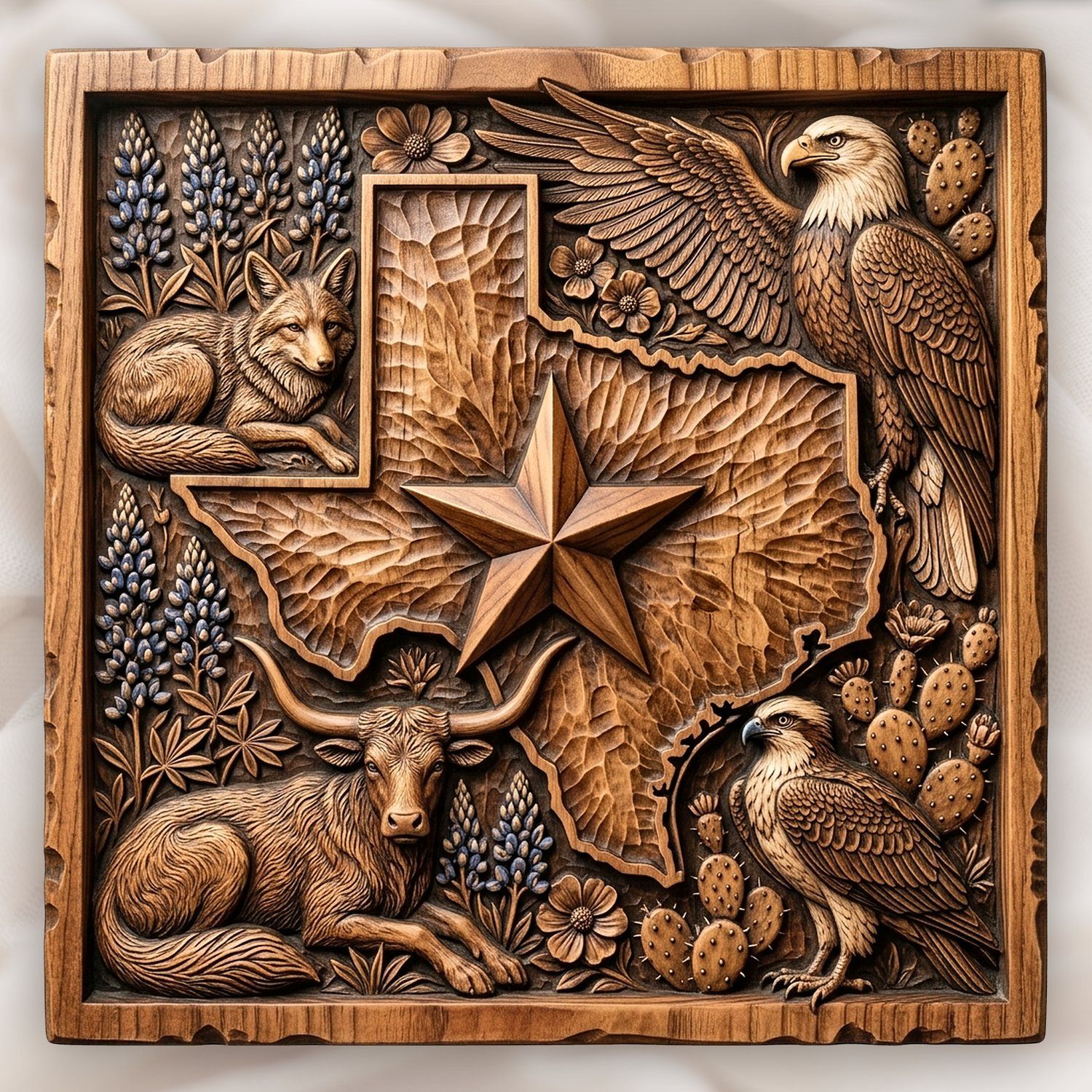Texas Heritage Lone Star Wildlife CNC Relief STL bas-relief STL design