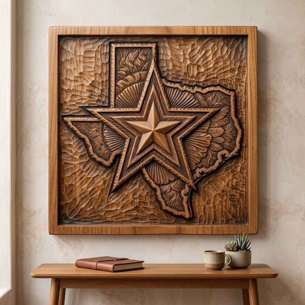 Texas Lone Star Map CNC Relief STL bas-relief STL — view 14