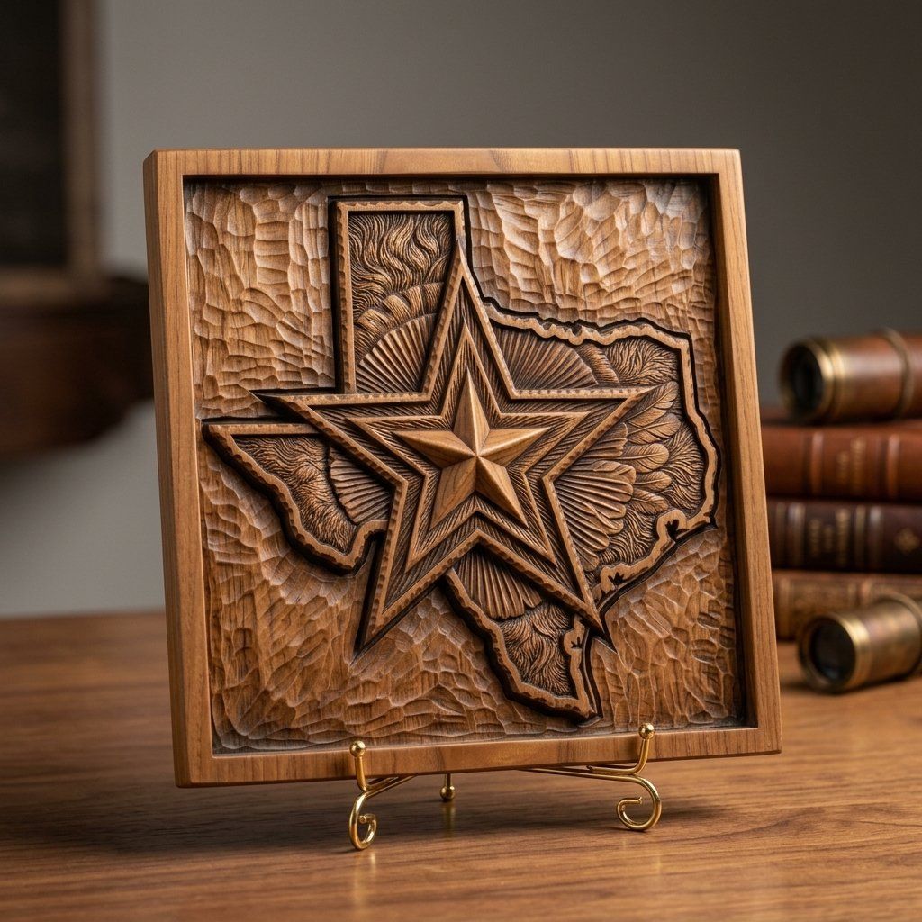 Texas Lone Star Map CNC Relief STL bas-relief STL — view 3