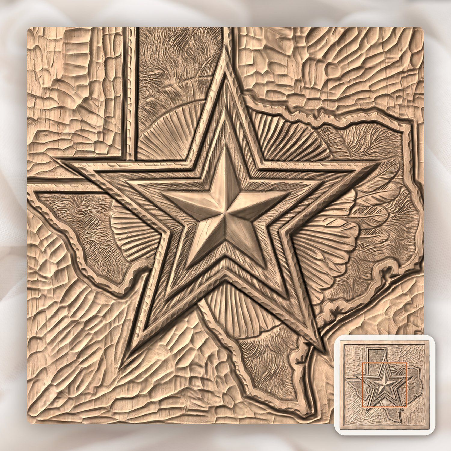Texas Lone Star Map CNC Relief STL bas-relief STL — view 6