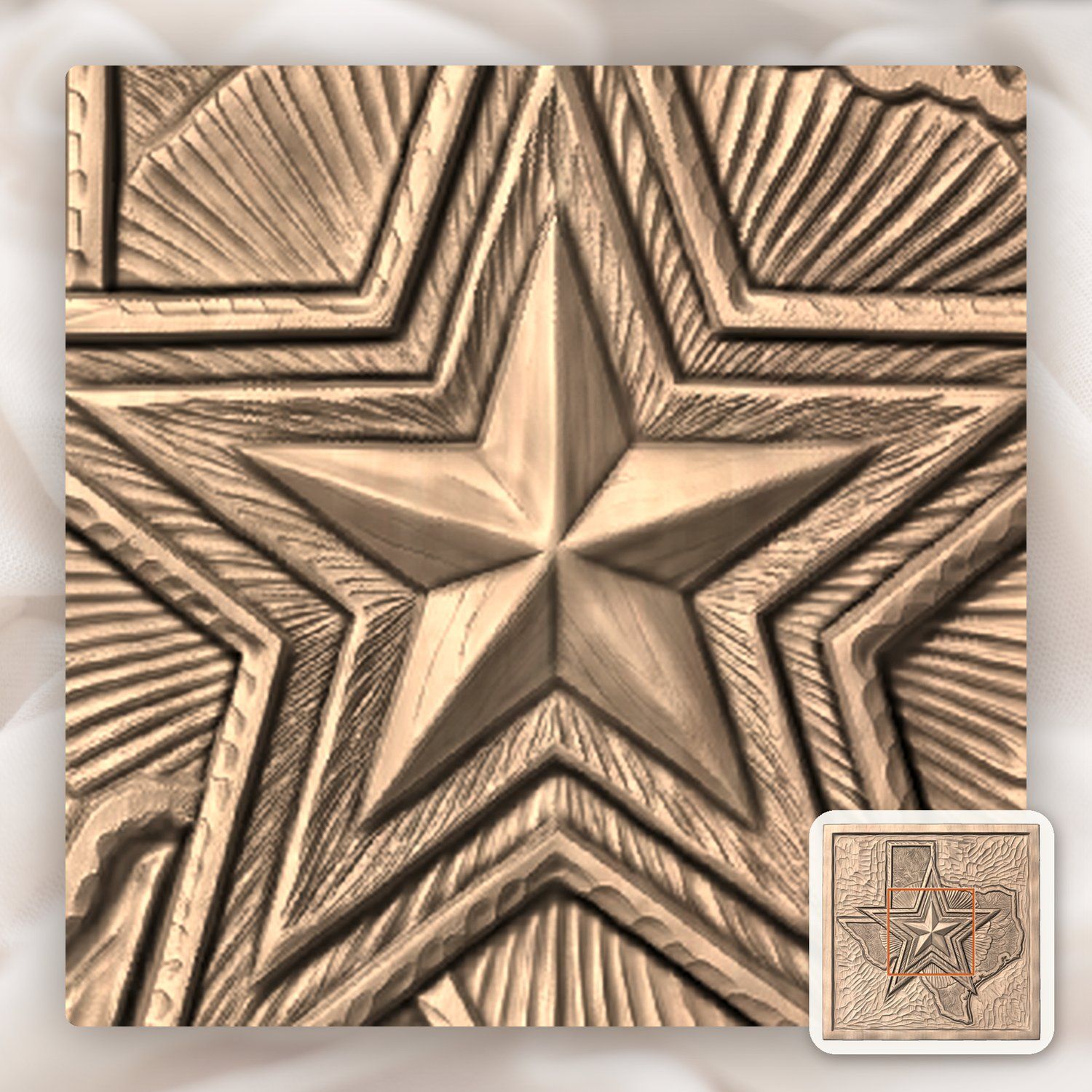 Texas Lone Star Map CNC Relief STL bas-relief STL — view 7