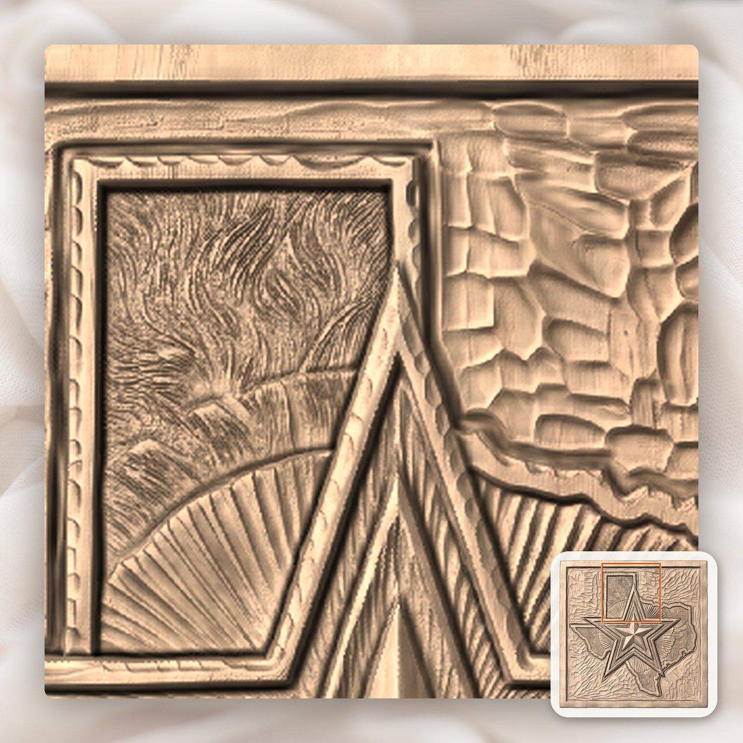 Texas Lone Star Map CNC Relief STL bas-relief STL — view 8