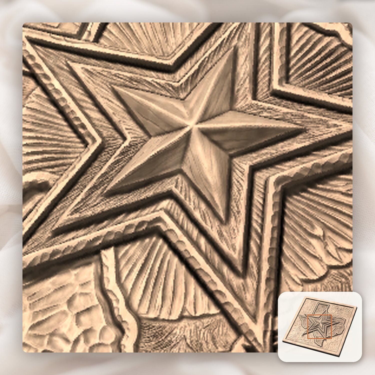 Texas Lone Star Map CNC Relief STL bas-relief STL — view 9