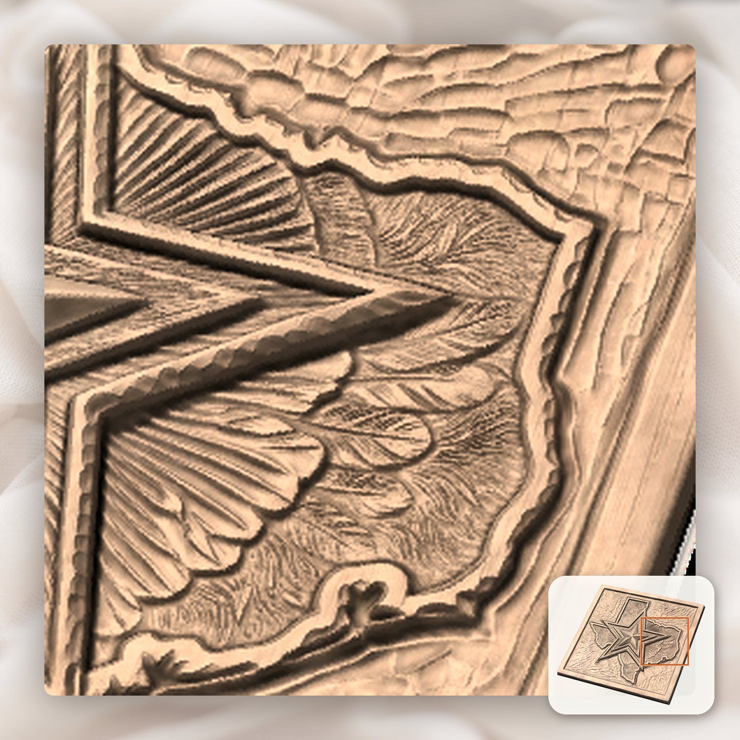 Texas Lone Star Map CNC Relief STL bas-relief STL — view 10